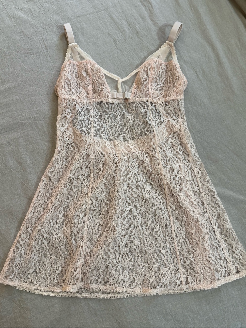 Vintage Victoria Secret Blush Pink Lace Chemise Nightgown Lingerie- Medium